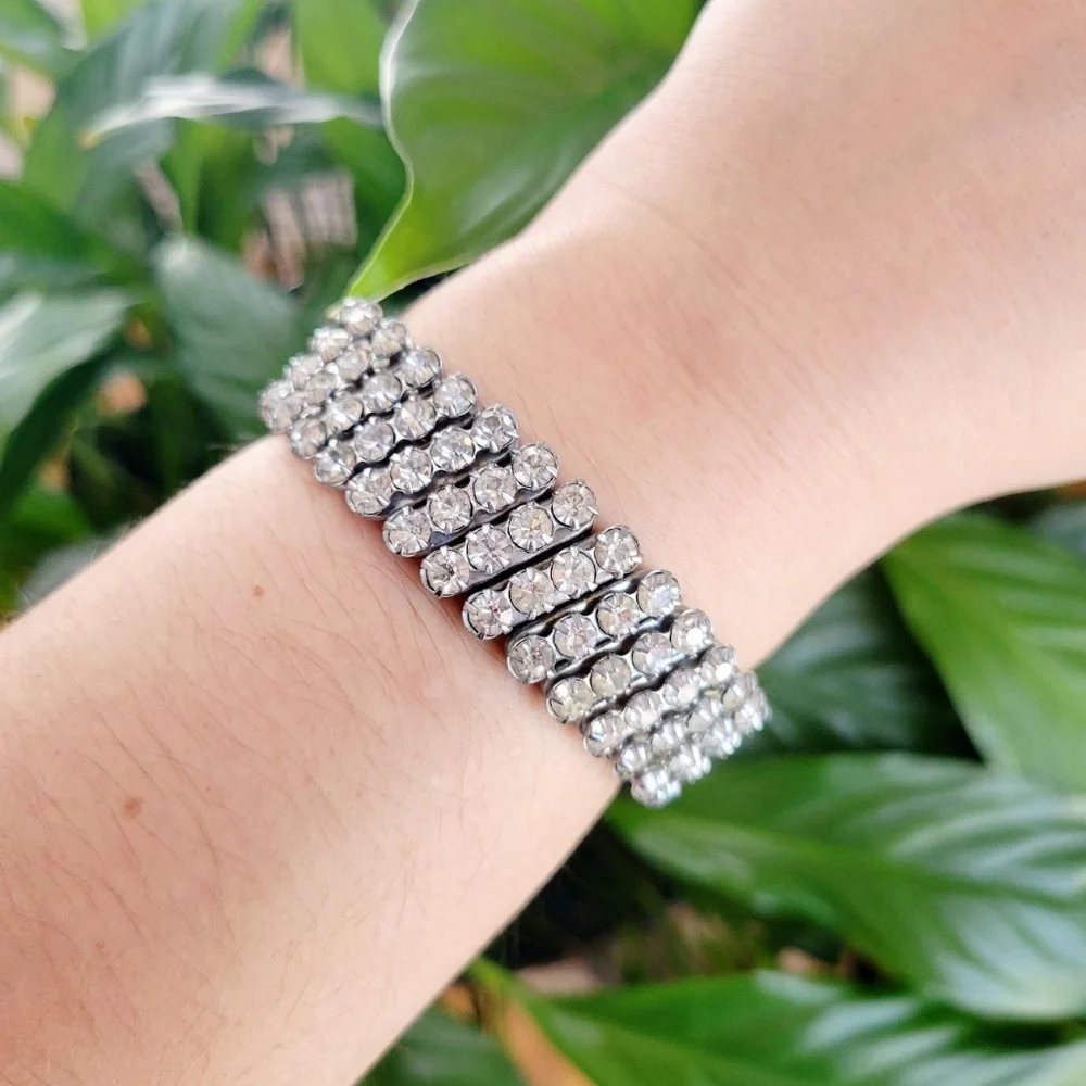Vintage Rhinestone Chunky Stretch Bracelet
